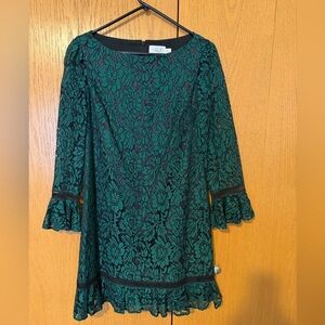 Eliza J Green and Black Lace Dress